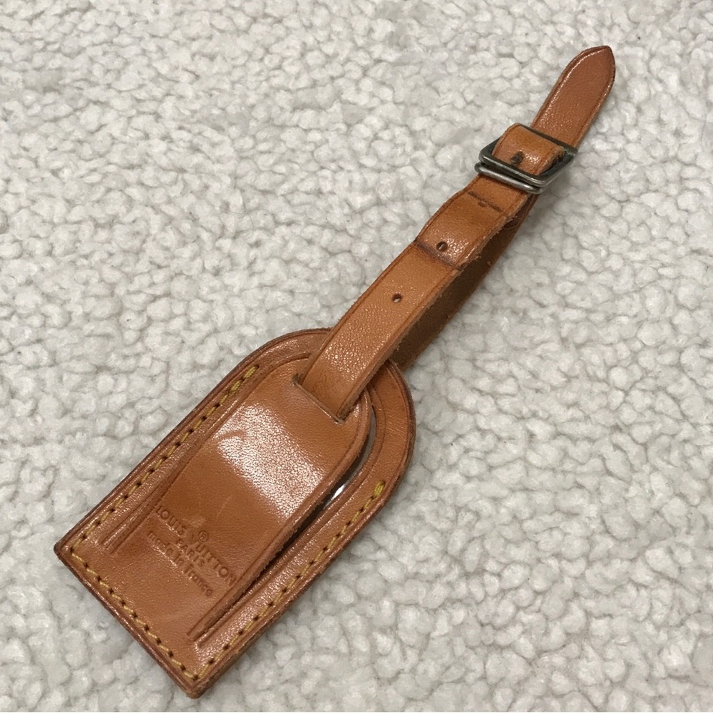 Louis Vuitton Luggage Tag Vintage Vachetta Leather Brown